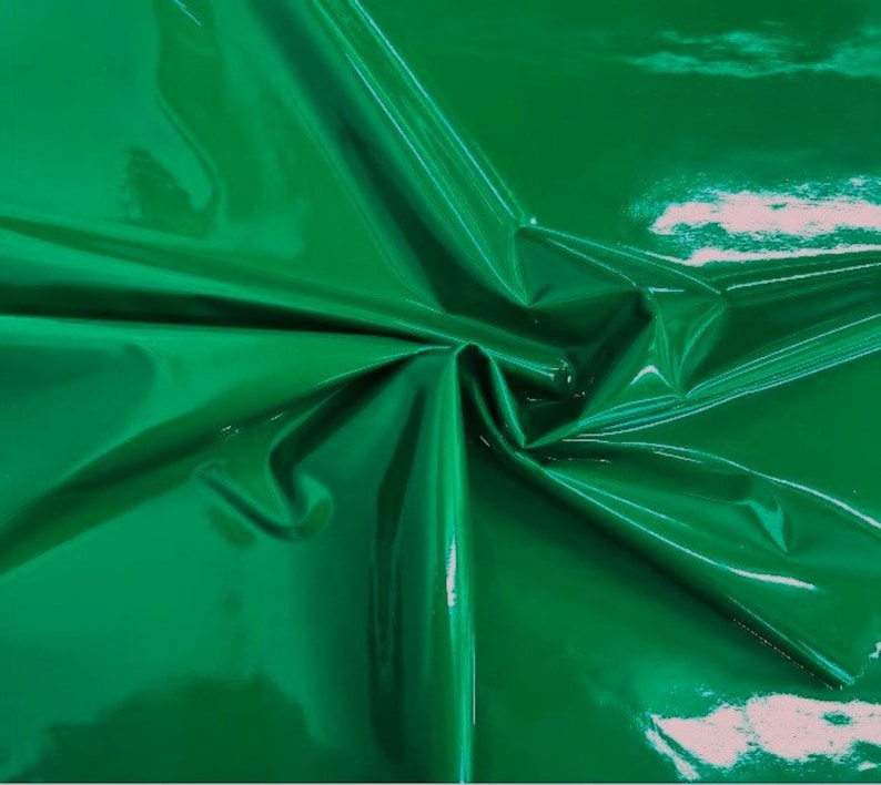 Emerald Green - Spandex Shiny Vinyl Fabric (Latex Stretch) - Sold By The Yard
