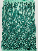 Vine/Root Sequin 4 Way Stretch Mesh Fabric, by The Yard.