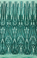 Damask design with sequins embroider on a 4 way stretch mesh fabric.