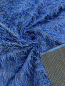 Shaggy Jacquard Faux Ostrich/Eye Lash Feathers Fringe With Metallic Thread (By The Yard)