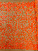 KING DAMASK SEQUIN STRETCH MESH FABRIC (By The Yard)