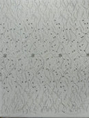 JEWEL VINE BEADED LACE ON MESH FABRIC (By The Yard)