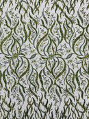 JEWEL VINE BEADED LACE ON MESH FABRIC (By The Yard)