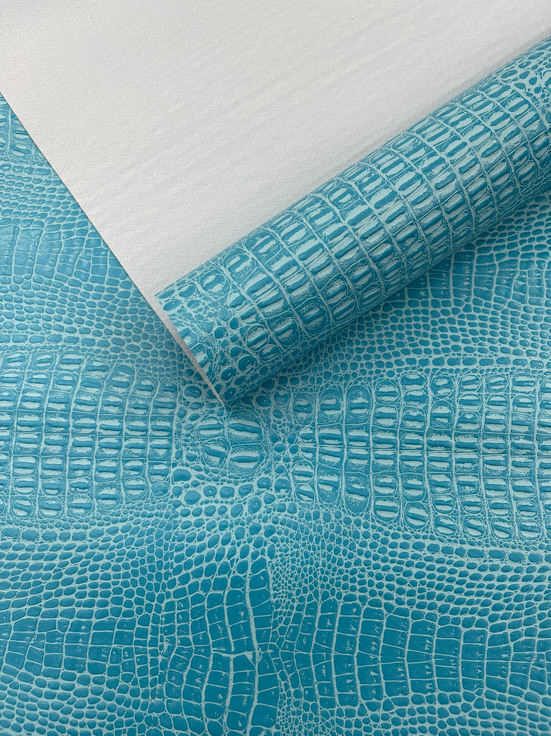 Crocodile Marine Vinyl 2 tone Upholstery, Crocodile Skin Texture Faux Leather PVC Vinyl, 54" Wide.