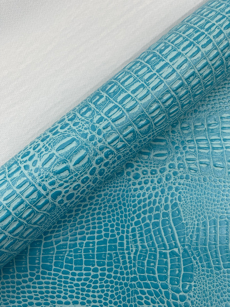 Crocodile Marine Vinyl 2 tone Upholstery, Crocodile Skin Texture Faux Leather PVC Vinyl, 54" Wide.