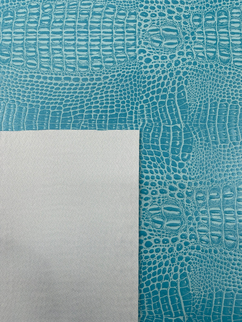 Crocodile Marine Vinyl 2 tone Upholstery, Crocodile Skin Texture Faux Leather PVC Vinyl, 54" Wide.