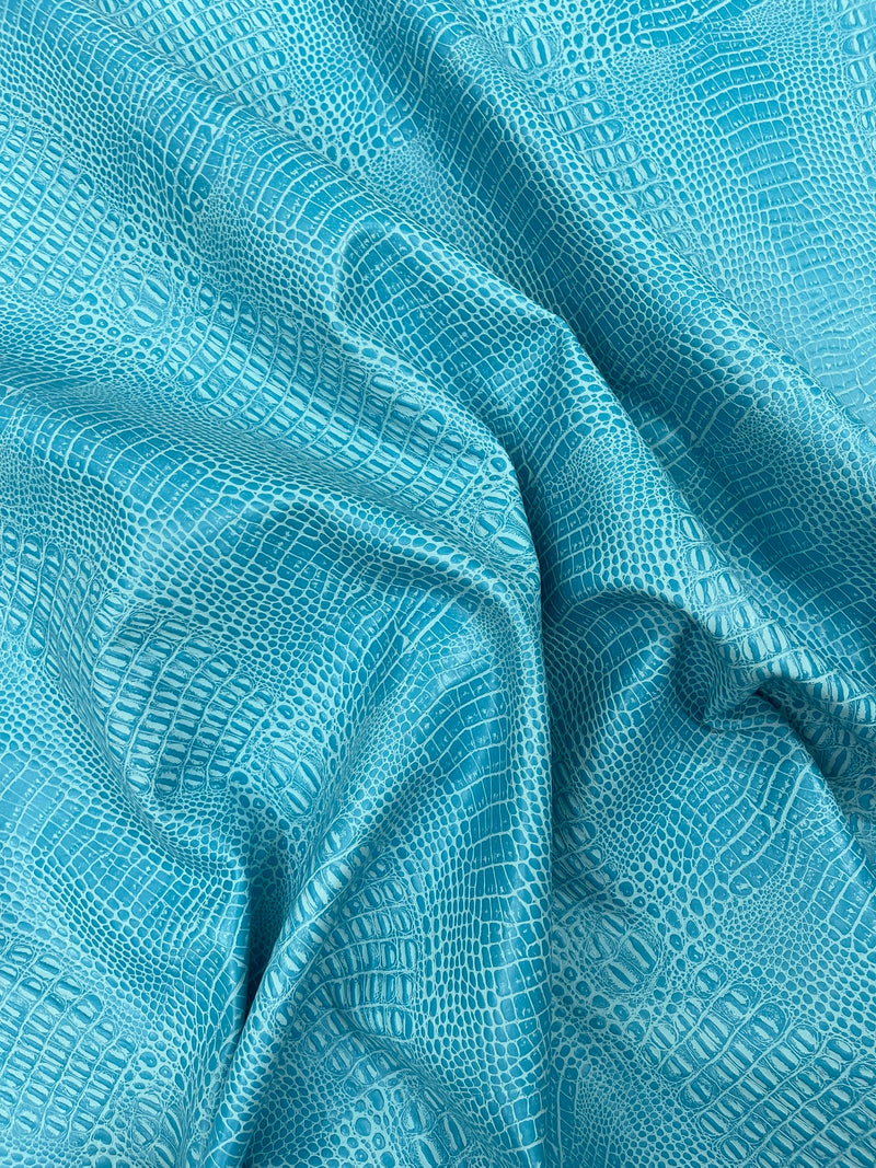 Crocodile Marine Vinyl 2 tone Upholstery, Crocodile Skin Texture Faux Leather PVC Vinyl, 54" Wide.