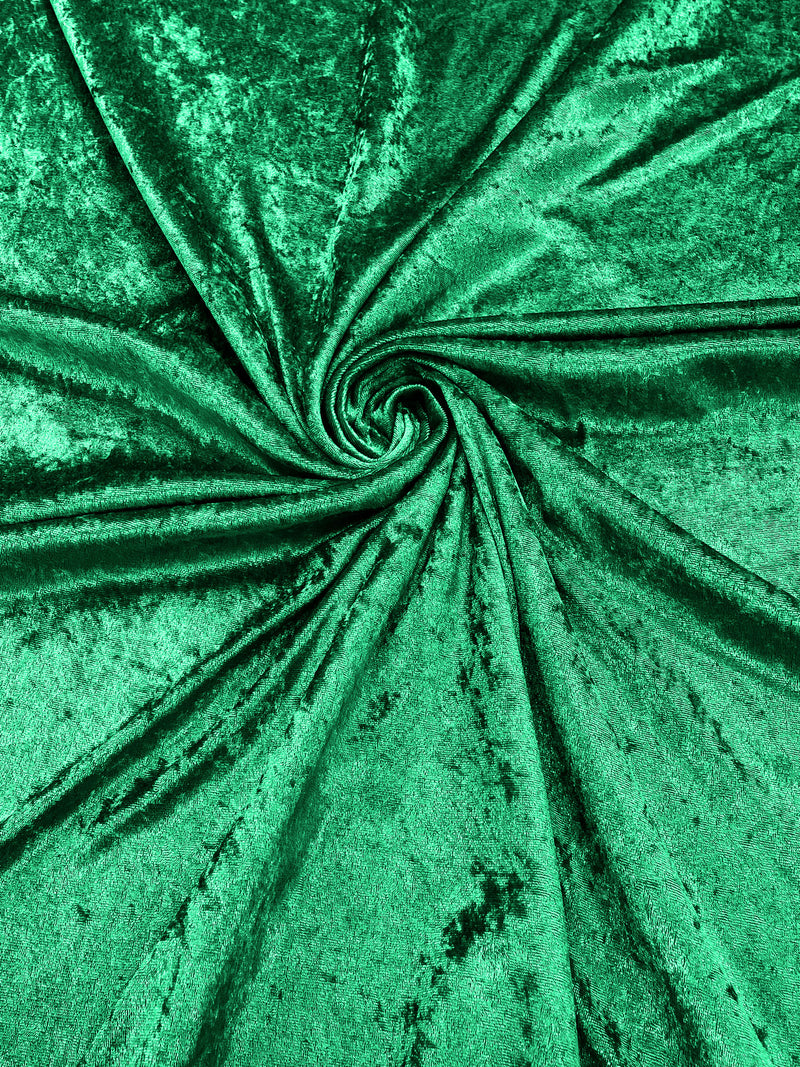 Flag Green Crushed Stretch Panne Velvet Velour Fabric, 59/60" Wide, Sold By The Yard.