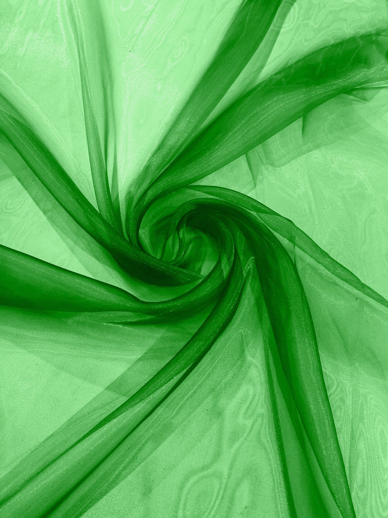 Flag Green Solid Light Weight, Sheer, See Through Crystal Organza Fabric 60" Wide ByTheYard.