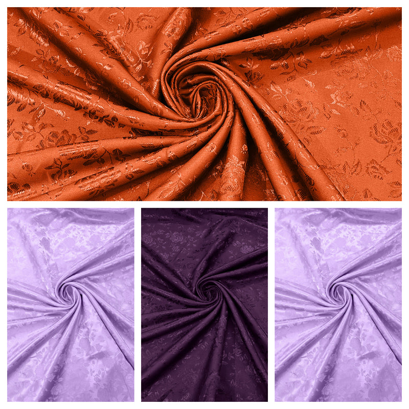 New Colors 60" Wide Polyester Roses/Flowers Brocade Jacquard Satin Fabric/Cosplay Costumes, Skirts, Table Linen/Sold By The Yard.