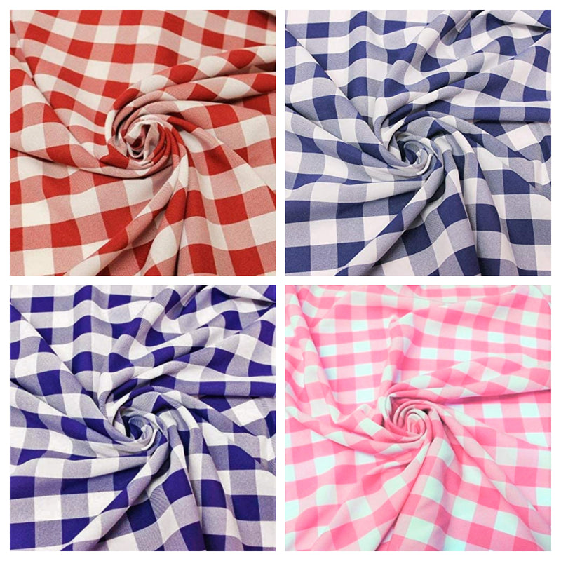 58/59" Wide 100% Polyester Poplin Gingham Checkered Fabric By The Yard