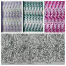 3d Luxury satin flower glitter sequin fabric/prom fabric/wedding lace/costume/apparel.