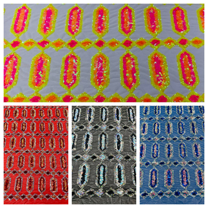 JEWEL SEQUIN STRETCH MESH  FABRIC (By The Yard)