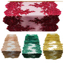 14"Wide Sequins Metallic Embroidered Lace on Mesh Fabric, Trim Lace, Table Runner. Sold By The Yard.