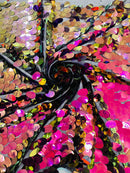 JUMBO OVAL SEQUINS ON MESH FABRIC (By The Yard)