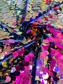 JUMBO OVAL SEQUINS ON MESH FABRIC (By The Yard)