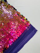 JUMBO OVAL SEQUINS ON MESH FABRIC (By The Yard)