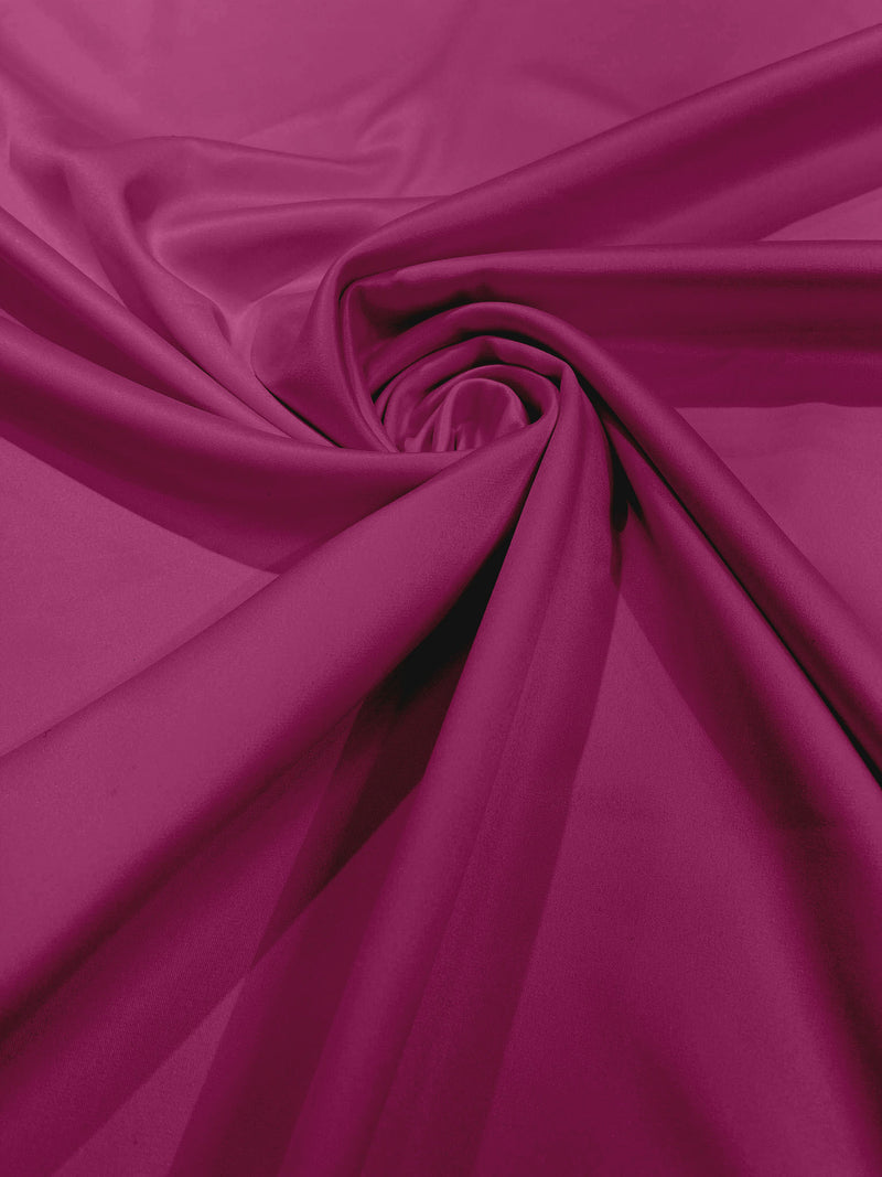 Fuchsia Solid Matte Stretch L'Amour Satin Fabric 95% Polyester 5% Spandex/58" Wide/ By The Yard