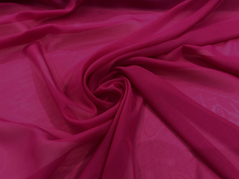 Fuchsia 58/60" Wide 100% Polyester Soft Light Weight, Sheer, See Through Chiffon Fabric Sold By The Yard.