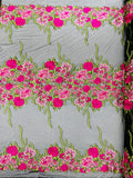 Roses Multi Color Floral Design Embroider On Mesh Lace (by the yard)