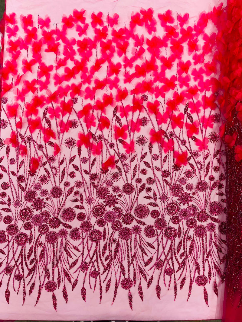 Luxury 3D Floral/Butterfly Beaded lace, by The Yard.
