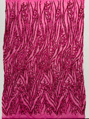 Vine/Root Sequin 4 Way Stretch Mesh Fabric, by The Yard.