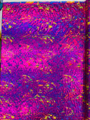 Splatter Foil Paint Metallic Print on a 4-way Stretch Tie Dye Nylon Spandex Tricot/Milliskin -Sold by the yard.