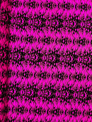 Power Mesh with Black Flocking Flames and Red Glitter Fabric-60” Wide-Hot Rod.