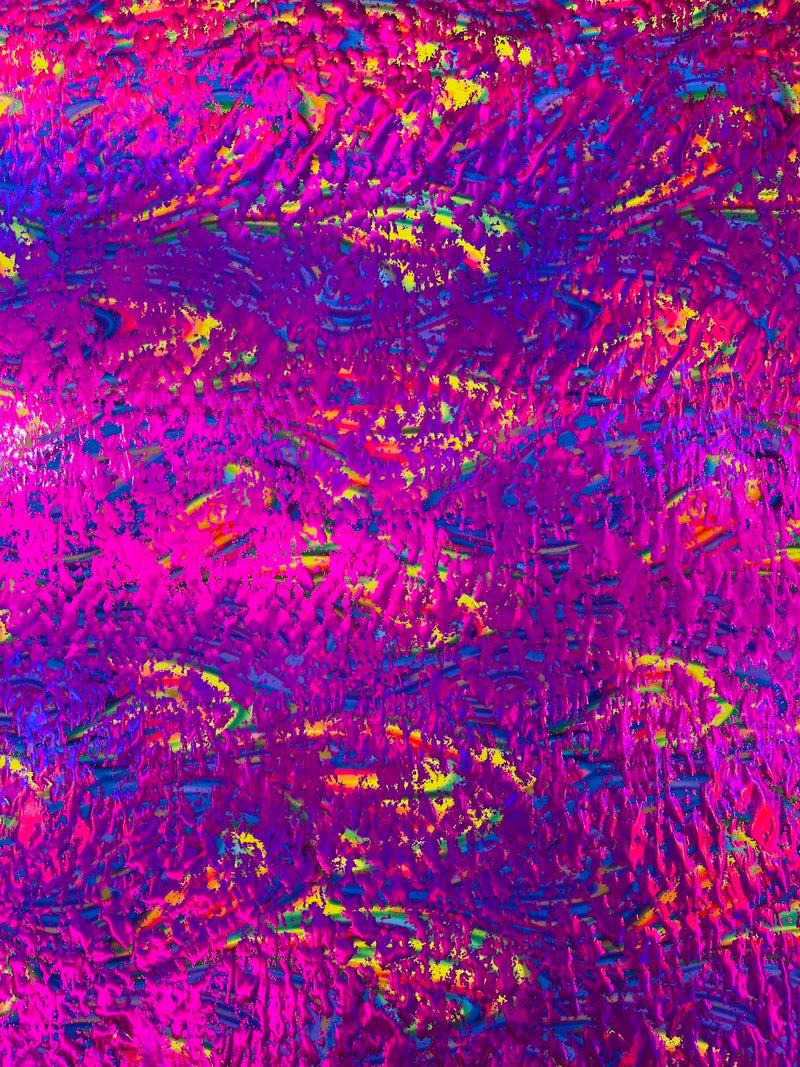 Splatter Foil Paint Metallic Print on a 4-way Stretch Tie Dye Nylon Spandex Tricot/Milliskin -Sold by the yard.