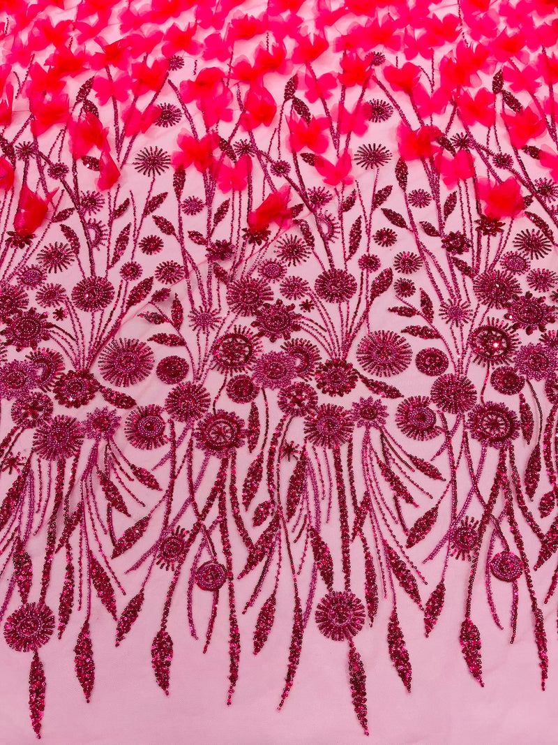 Luxury 3D Floral/Butterfly Beaded lace, by The Yard.