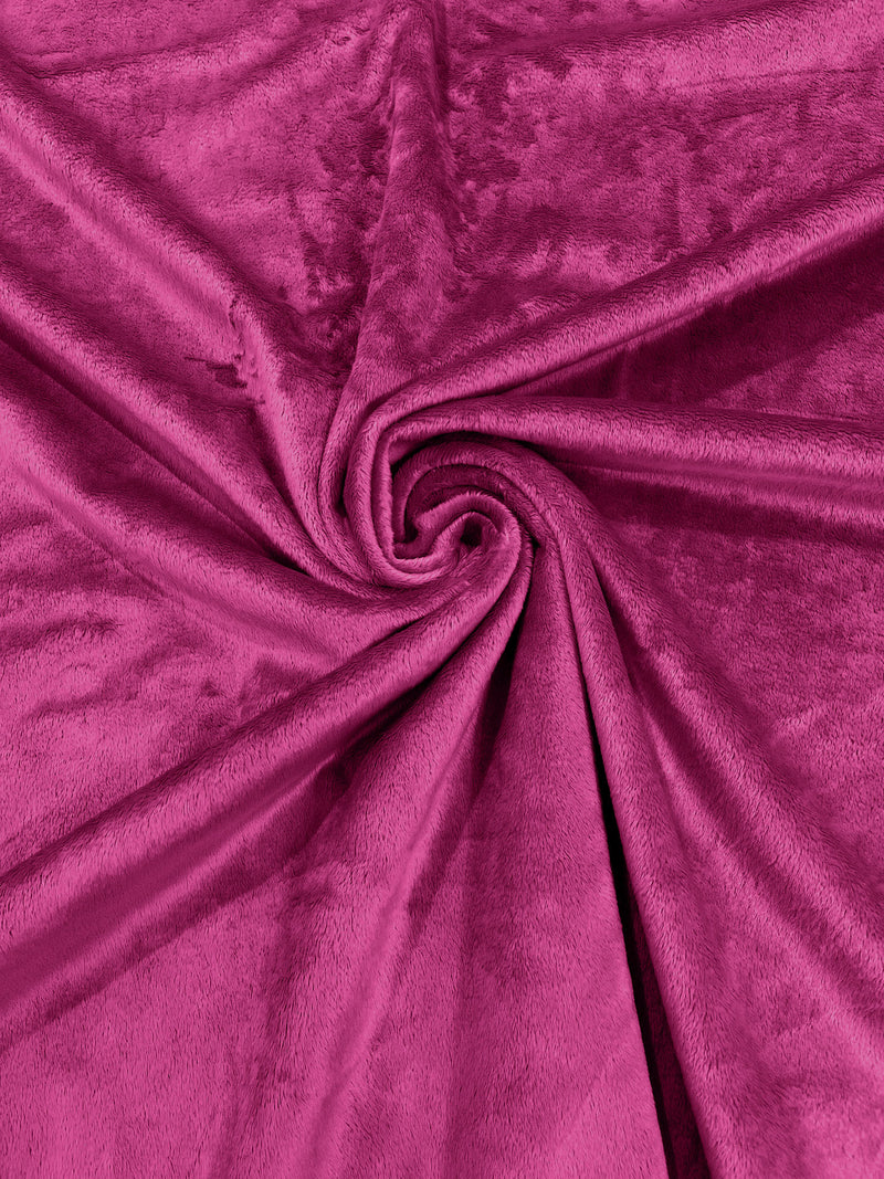 Fuchsia - Solid Minky Smooth Soft Solid Plush Faux Fake Fur Fabric Polyester- Sold by the yard.