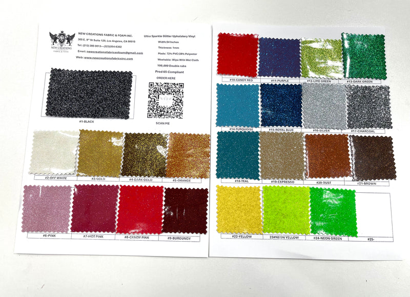 Ultra Sparkle Glitter Upholstery Vinyl Fabric / Crafting Apparel Upholstery Vinyl Fabric 54" Wide.