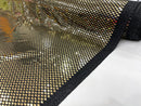 Gold Diamond Sequin On Black Metallic Lurex 2 Way Stretch Fabric- Sold By The Yard