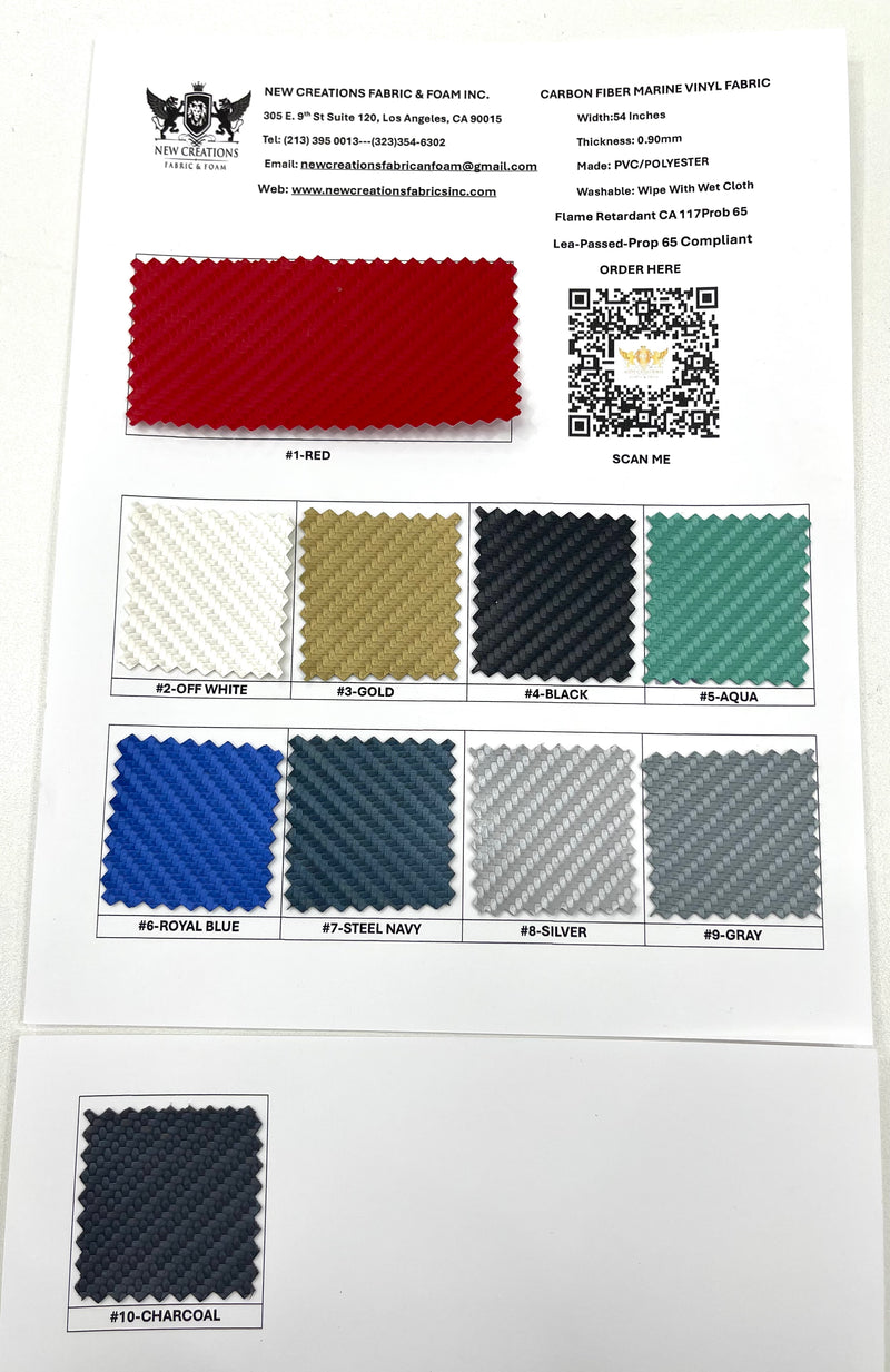Carbon Fiber Marine Vinyl Upholstery Fabric/Crafting Apparel Vinyl Fabric 54" Wide