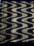 Wave Sequin Design On A Stretch Velvet Fabric/Costumes/Cosplays/Prom.