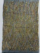 Vine/Root Sequin 4 Way Stretch Mesh Fabric, by The Yard.