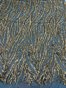 Vine/Root Sequin 4 Way Stretch Mesh Fabric, by The Yard.