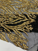 Vine/Root Sequin 4 Way Stretch Mesh Fabric, by The Yard.