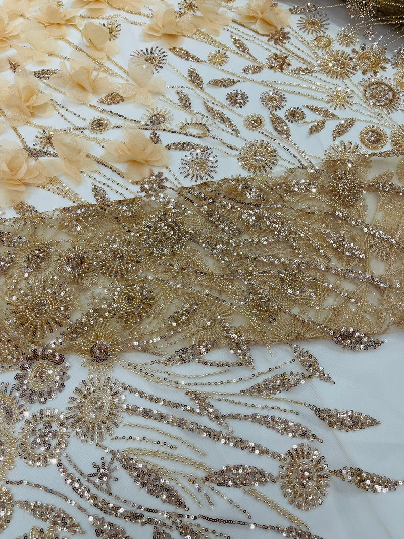 Luxury 3D Floral/Butterfly Beaded lace, by The Yard.