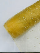 Pearl Glitter Studded Mesh, 2-Way Stretch Shimmer Mesh Fabric, Sold by the yard.