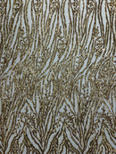 Vine/Root Sequin 4 Way Stretch Mesh Fabric, by The Yard.