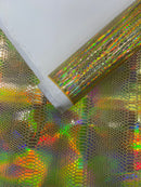 Snake Viper Holographic Embossed PVC / Snake Vinyl Fabric Upholstery Crafting  Accessories Applications Snake Iridescent.