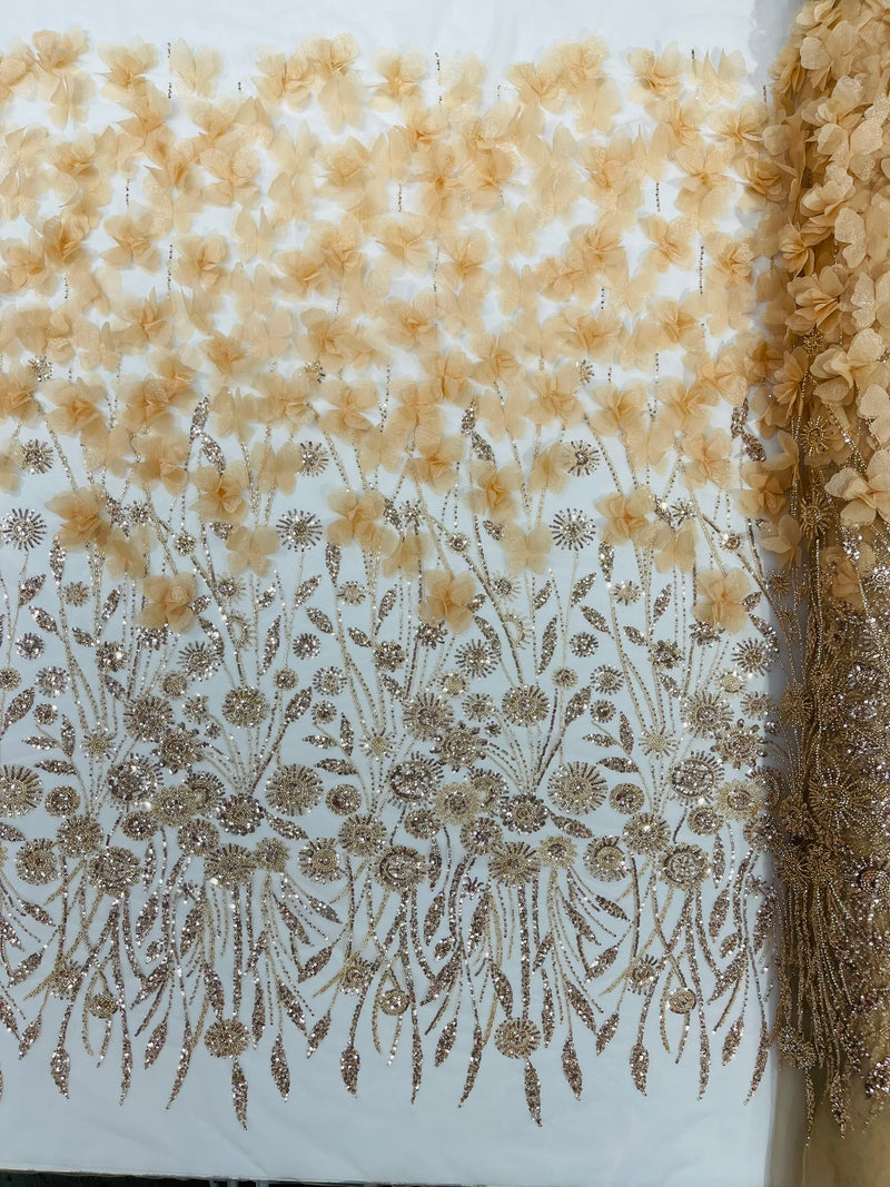 Luxury 3D Floral/Butterfly Beaded lace, by The Yard.
