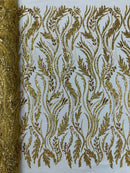 Luxury Festival Beaded Vine Lace Fabric, by The Yard.