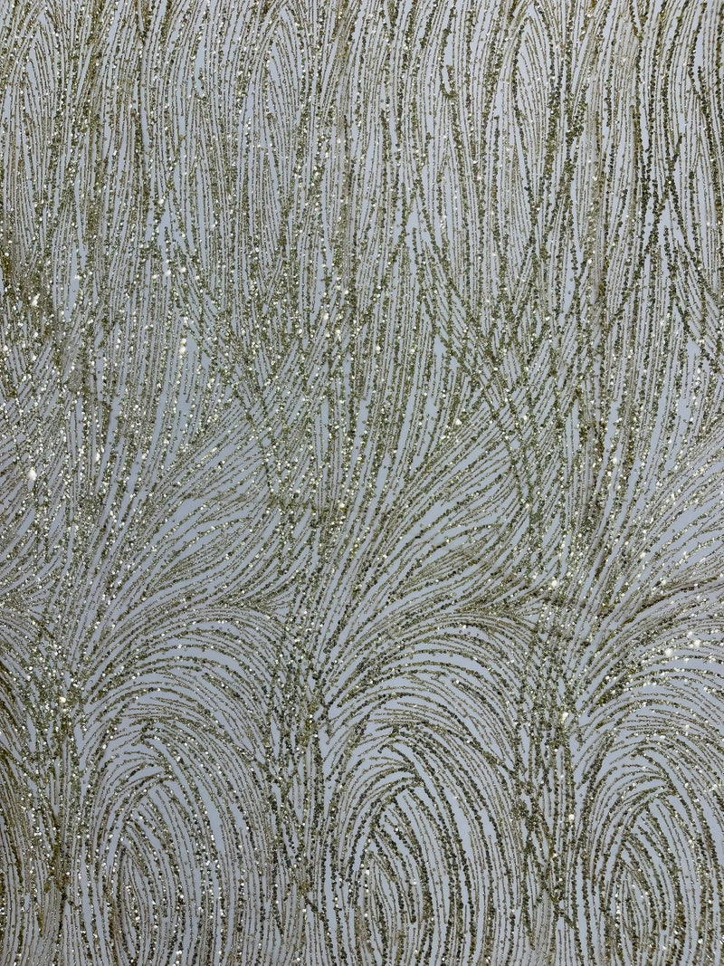 Fashion Glitter Design On A Mesh Lace Fabric/Prom.