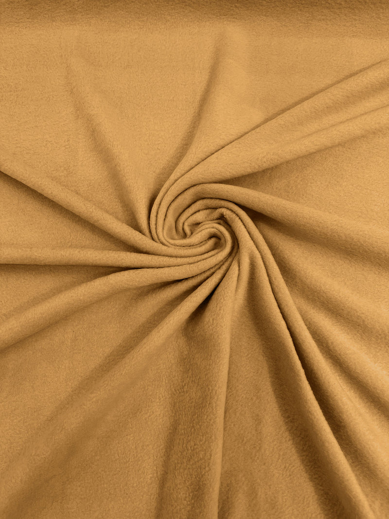 Gold Solid Polar Fleece Fabric Anti-Pill 58" Wide Sold by The Yard.