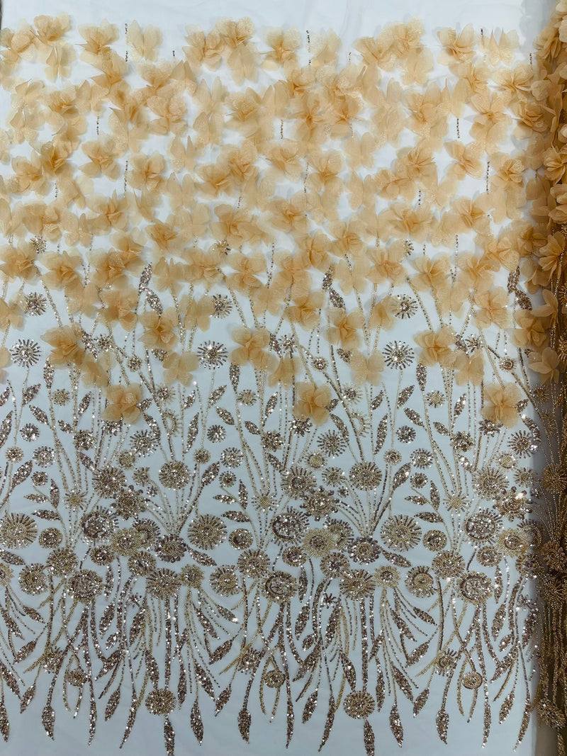 Luxury 3D Floral/Butterfly Beaded lace, by The Yard.