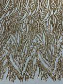 Vine/Root Sequin 4 Way Stretch Mesh Fabric, by The Yard.