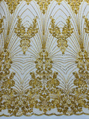 Royalty Damask Beaded Lace Luxury on Mesh, by The Yard.