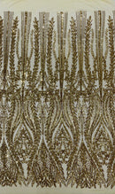 Damask design with sequins embroider on a 4 way stretch mesh fabric (By The Yard)